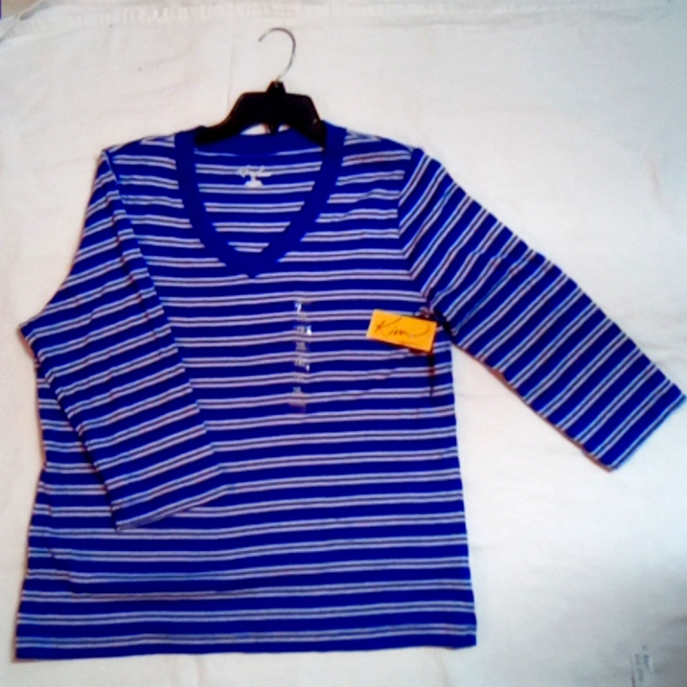 Kim Rogers NWT blue striped top